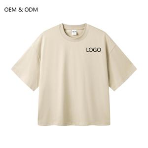 潮流品牌宽松版型基本款T恤重磅男女通用短袖简约纯棉休闲风格丝网印花纯色 - Product Image 1