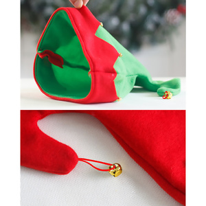 Cappelli da <span class=keywords><strong>elfo</strong></span> di natale in velluto rosso verde con campane di natale, decorazioni per feste, copricapo per feste - Product Image 3