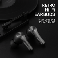 Casque audio rétro en métal HiFi sans fil BT 5.3 avec transducteur dynamique, basses profondes et son de qualité studio