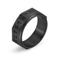 Bague rotative en acier inoxydable pour homme, style rétro nordique, huit pans, avec symbole runique - style unique et masculin