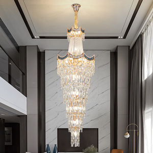 zeal lighting loft apartment luxury Giant <b>crystal</b> long <b>chandelier</b> decoration drop light for villa - Product Image 2
