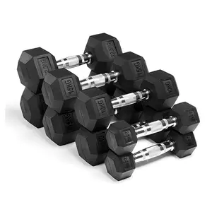 China Factory High Quality Weight Rubber Hex Dumbbell 20kg Steel Hex Dumbbells