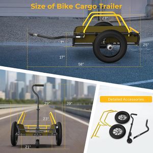 Remorque et chariot de transport robustes pour vélo, 3-en-1, pliables, universels, avec <span class=keywords><strong>attelage</strong></span> et roulettes amovibles, double amortissement - Product Image 3
