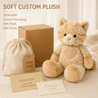 Jouets en peluche chat orange sur mesure, doux, anti-stress, en polyester, tissu super doux, impression de logo personnalisée, emballage cadeau