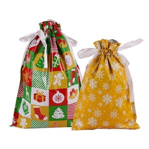 Sacs d'emballage en plastique imprimés, emballage de Goodie sacs en aluminium à cordon de serrage Logo de noël personnalisé - Product Image 3