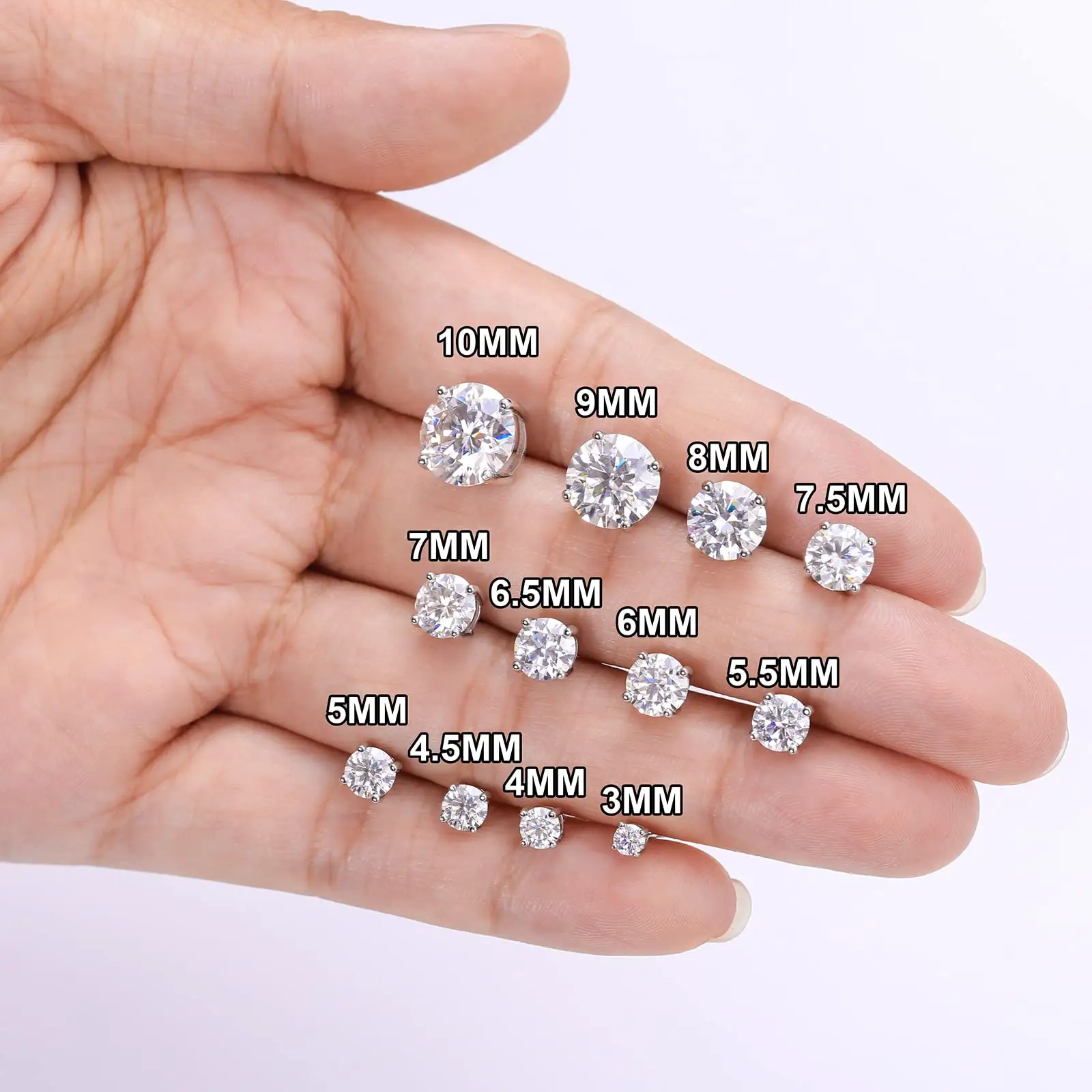 여자 여자 다이아몬드 귀걸이 3-8mm 0.3ct-3ct-14 K 화이트 옐로우 로즈 골드 도금 S925 스털링 실버 남성 모이사나이트 스터드 귀걸이