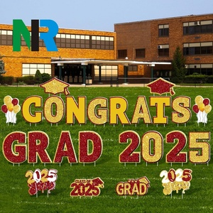 Letrero de jardín para exteriores con estacas, de PP, con mensaje 'Felicidades Graduado Clase 2025', decoraciones para graduados de universidad y escuela secundaria, con corte personalizado - Product Image 1