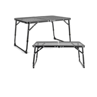 Table de camping pliante ultra-légère en aluminium noir, portable et compacte pour pique-nique en plein air