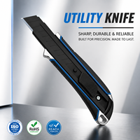 Cutter utilitaire robuste rétractable avec coque en alliage d'aluminium, verrou coulissant et poignée antidérapante pour entrepôt, coupe précise
