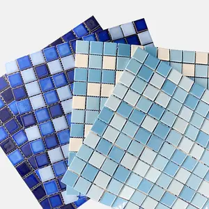 Hasin, venta al por mayor, azulejos de diseño de mosaicos blancos y azules para piscina a la venta (blanco y azul)