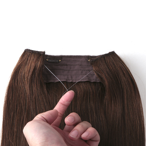Extensions capillaires Remy en gros, ondulées, type Halo, avec fil invisible, sans clips, extensions de cheveux Halo, mèches Balayage pour salon de beauté - Product Image 4