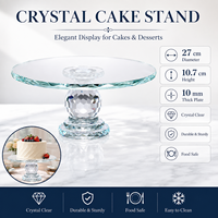 Support à gâteau en cristal K9, socle transparent à facettes de 10,7 pouces pour la présentation de desserts lors de mariages, anniversaires et goûters