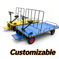 Chariot électrique à quatre roues avec rails avant et arrière détachables, conduite en marche arrière, chariot logistique d'entrepôt personnalisable