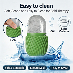 Rouleau de massage facial en silicone réutilisable, nouveau design OEM d'usine, facile à démouler, pour les soins de la peau et la relaxation, avec bac à glaçons pour le visage - Product Image 6