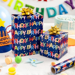 Happy Birthday Pattern Gift Wrapping <b>Paper</b> <b>Roll</b> Double-Sided Coated Art <b>Paper</b> for Party Packaging - Product Image 2