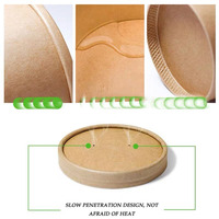 SenAng07 Top Mode Faux Bambou Soupe Contenant Seau à Paroi Simple Alimentaire Salade à Emporter Bol en Papier avec Couvercle Bol en Papier Kraft