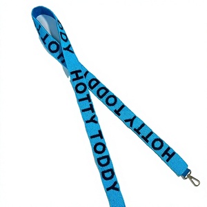 CRYSTAL CRAFT Hotty Toddy Correa de cincha con cuentas, Colgador de bolso de moda vintage, Texto grabado personalizado, Accesorio azul ecológico - Product Image 1