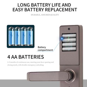 Coffre-fort numérique intelligent avec empreinte digitale, mot de passe et carte, serrure de porte en bois avec poignée <span class=keywords><strong>marron</strong></span> et clavier pour studio, bureau, porte d'entrée - Product Image 4