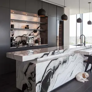Panda đá cẩm thạch Countertop hiện đại Nhà Bếp tủ