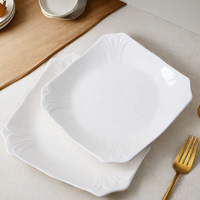 Assiettes carrées en céramique blanches de 8/9/10 pouces en gros – Ensembles d'assiettes à steak et à dessert en porcelaine pour fêtes, cadeaux, cuisines et hôtels