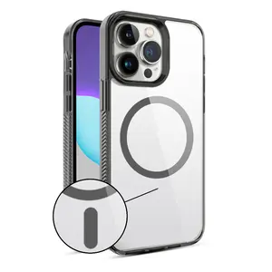 Großhandel transparente klare stoßfeste magnetische Telefonhülle für iPhone 15 Pro Max
