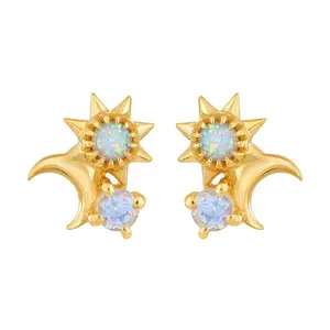 Gemnel summer sweetheart mini stud jewelry 925 silver opal stone sun moon star stud earring