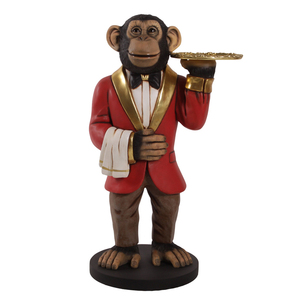 Estatua <span class=keywords><strong>de</strong></span> Mono Sirviente Famoso, Grande, Moderna, Decorativa para Restaurante, <span class=keywords><strong>de</strong></span> Fibra <span class=keywords><strong>de</strong></span> Vidrio - Product Image 1