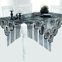 Halloween Dentelle Designs 52x52 Nappe Carrée avec Frange Superposition Nappe Dentelle Noir Nappe pour Décor De Fête De Vacances