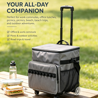 Sac isotherme à roulettes Oxford moderne grande capacité, étanche et anti-fuite avec doublure en aluminium, idéal pour pique-nique et bureau