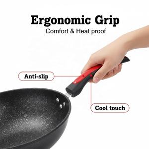 <span class=keywords><strong>Wok</strong></span> Antiadhésif Professionnel Commercial Noir en Fonte 34 cm pour Friture et Ménage - Product Image 2