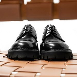 Zapatos de Cuero Genuino 2025, Diseño Cuadrado, Casuales, con Suela Gruesa, de Charol, con Cordones, Antideslizantes, Transpirables, Ligeros, para Traje o Boda - Product Image 4