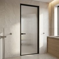 Porte de salle de bain en alliage d'aluminium et de magnésium noir, double vitrage, verrouillage multipoints, couleur personnalisée, paroi de douche moderne