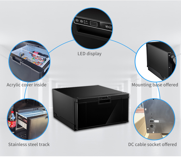 Hot Items R134a 40L Car Mini Drawer RV Built-in Mini Cooler 12v Dc Drawer Type Freezer Fridge For Outdoor Camping
