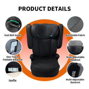 Siège <span class=keywords><strong>rehausseur</strong></span> pour enfants de 3 à <span class=keywords><strong>12</strong></span> ans avec dossier haut, ISOFIX, certifié ECE R129, pliage à un bouton, appuie-tête à 11 positions - Product Image 1