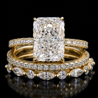 Bague pour femme en argent S925, testée positivement, avec moissanite GRA couleur D, taille géométrique Ice Flower Cut, ensemble de bagues empilables pour femme