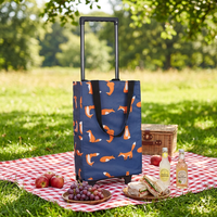 Chariot de courses pliable en microfibre, sac de courses réutilisable géométrique avec poignées télescopiques et roues pour la maison et les voyages