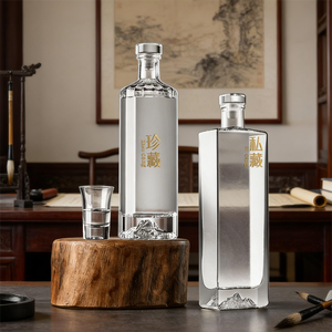 Botella de Vidrio para Licor View Mountain, Botella Vacía de 500 ml, Diseño Alto <span class=keywords><strong>con</strong></span> Base Volcánica y Sellada - Product Image 5