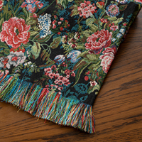 Chemin de table ROYA unique, vintage, pour mariage, maison, hôtel, en polyester/coton, écologique, tissé jacquard épaissi, avec pompons, imperméable