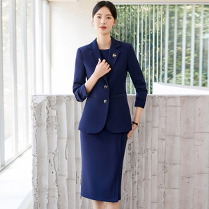 Women's Professional Black Suit <b>Set</b> Autumn Slim Fit <b>Office</b> Lady Anti-Wrinkle Polyester Full Sleeve - Product Image 2