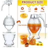 Distributeur de miel Sans goutte à goutte Récipient de miel en verre Distributeur de sirop d'érable Pot en forme de peigne à miel