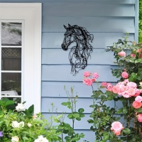 1 pièce Grande Sculpture Murale Abstraite de Cheval en Métal, Moderne, en Fer Forgé, Gravée, pour Extérieur et Intérieur, Effet Patiné, Thème Faune, Décoration Maison