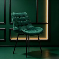 Chaise de salle à manger en velours rembourrée, style nordique moderne, chaise d'appoint de luxe avec pieds en métal pour la maison, l'hôtel et la restauration (vente en gros)