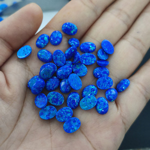 Pierres d'opale synthétiques OP50 bleues de laboratoire, cabochon ovale pour bijoux faits main DIY - Product Image 2