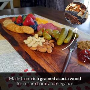 Planche à charcuterie en bois d'olivier rustique faite à la main avec bord vivant, extra large 24 pouces, plateau <span class=keywords><strong>de</strong></span> service à découper, cadeau unique - Product Image 5