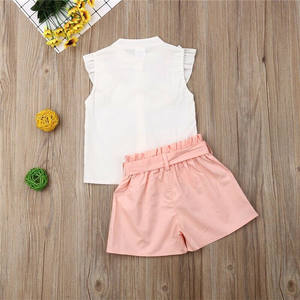 Fashion Kids Clothing Baby <b>Lace</b> <b>Collar</b> Sleeveless Top with Leaves+Shorts Waistband 2Pcs Girl Summer Clothes Children Wear Outfit - Product Image 4
