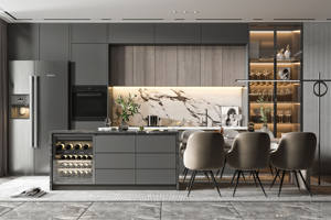 Luxury Kitchen Cabinets Set Customizable Panel Design Modern Kitchen Furniture <b>Featuring</b> Cutlery Drawers Storage Island - Product Image 3