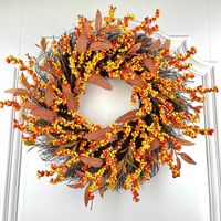 Guirlande de fruits et fleurs en soie pour la récolte d'automne, Thanksgiving et Halloween, 45-50 cm, pour usage intérieur, à suspendre à la porte de la maison