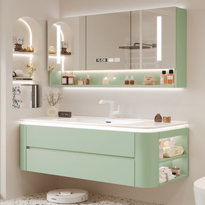 ตู้ห้องน้ำพร้อมอ่างล้างหน้าแบบฝังในตัว ผิวสัมผัสนุ่ม - Product Image 2