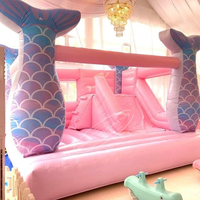 Château gonflable géant en PVC rose pastel pour mariage, avec toboggan, certifié CE, garantie 5 ans