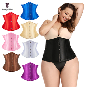 Women Fish Boned Elastic Tummy Control Satin Underbust Top <strong>Lace</strong> <strong>up</strong> Boned Waist Training <strong>Corset</strong> With Lacing Ribbon - Product Image 6